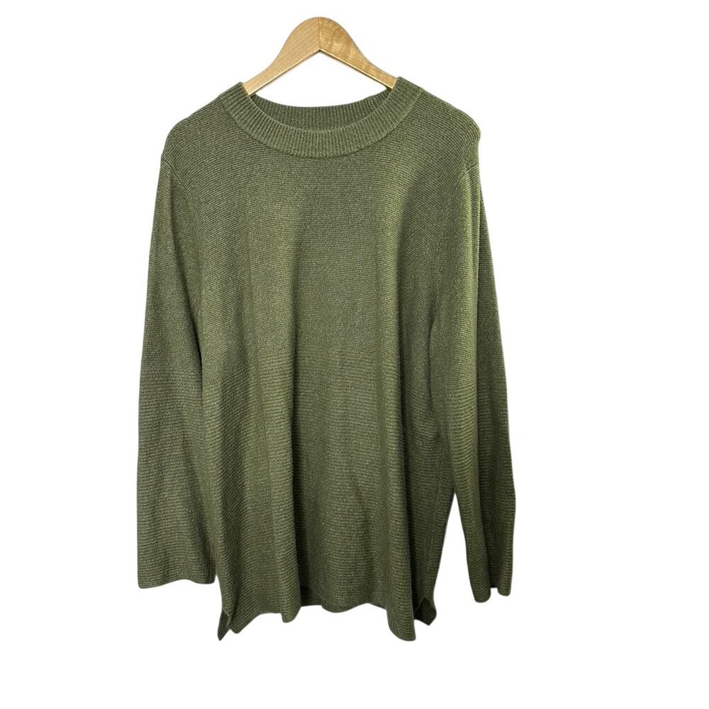 Talbots Green Long Sleeve Knit Sweater Women's Size 3X Split Sides